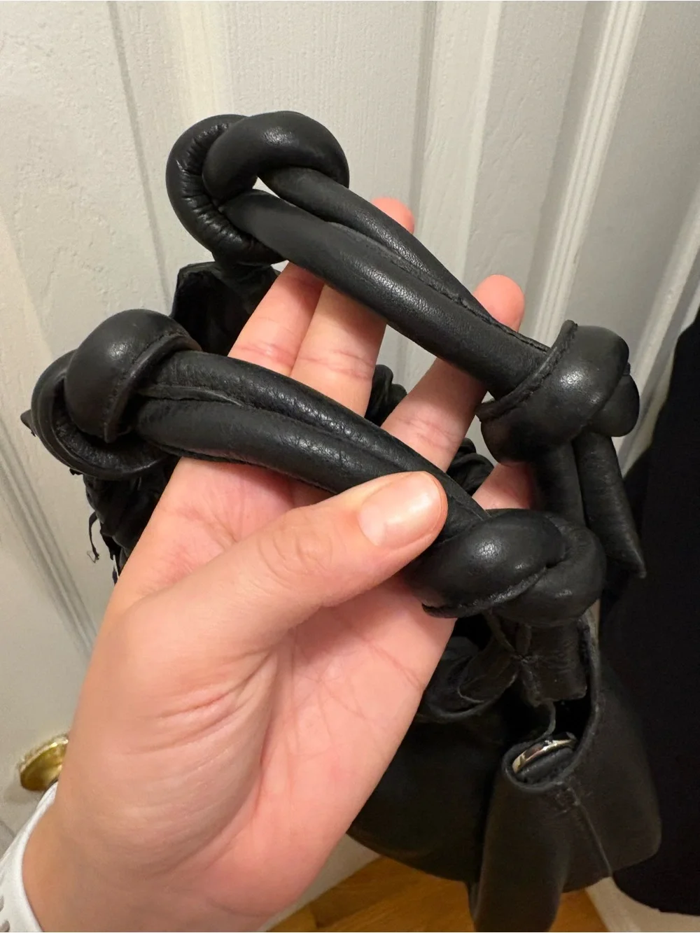 NWT Mango Black Knot-Handle Leather Bag